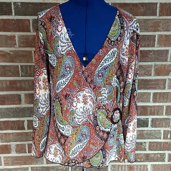 Notations Ribbed Paisley Blouse - Picture 1 of 5